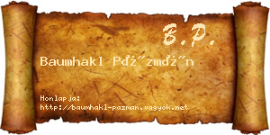 Baumhakl Pázmán névjegykártya